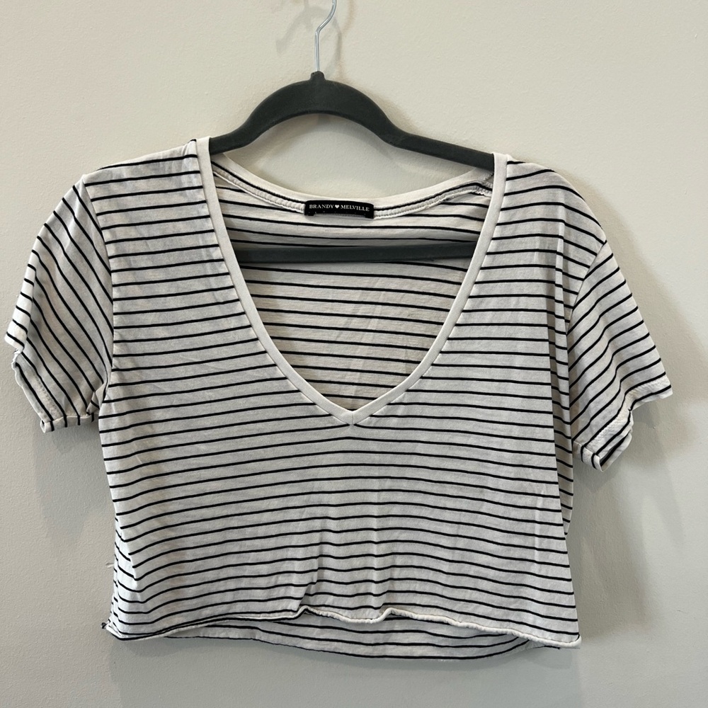 Brandy Melville Striped Cropped Tee